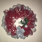Red/White Mesh Wreath-Large